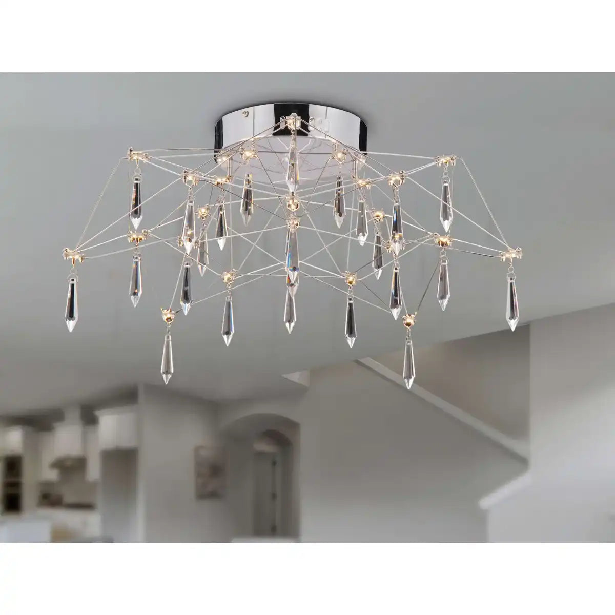 LED Deckenleuchte "ARANEUS" aus Metall und Glas in chrom, Ø 55 cm, mit fest verbauten LEDs, Beleuchtung für Wohnzimmer, Esszimmer, Diele oder Büro