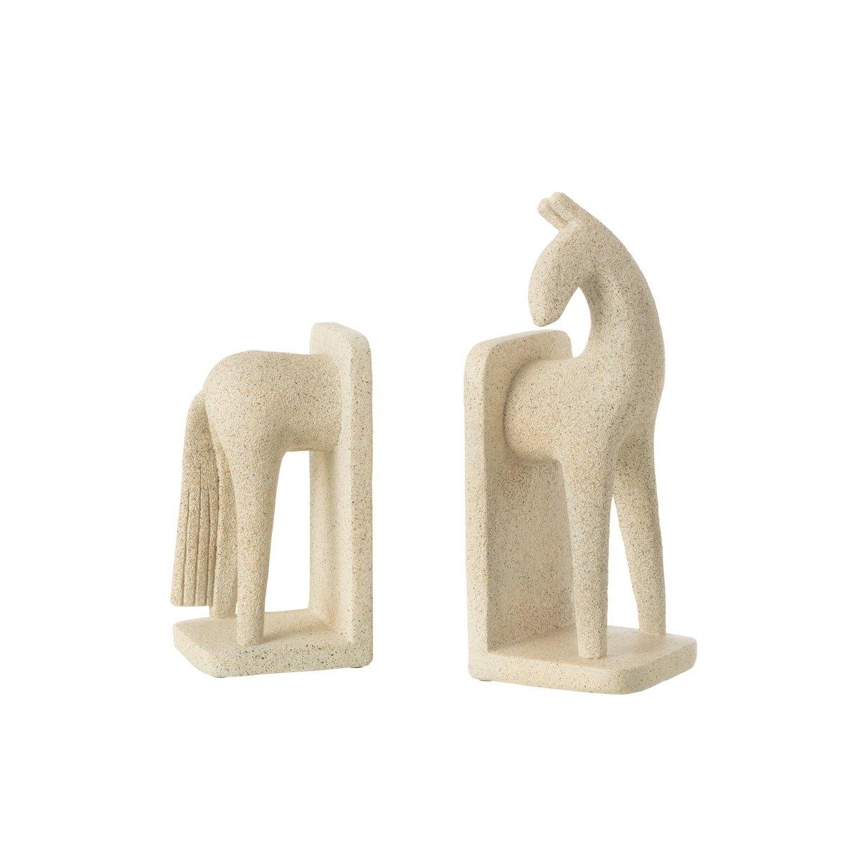 J-Line 2er-Set Buchstützen Pferd Modern Resine Beige