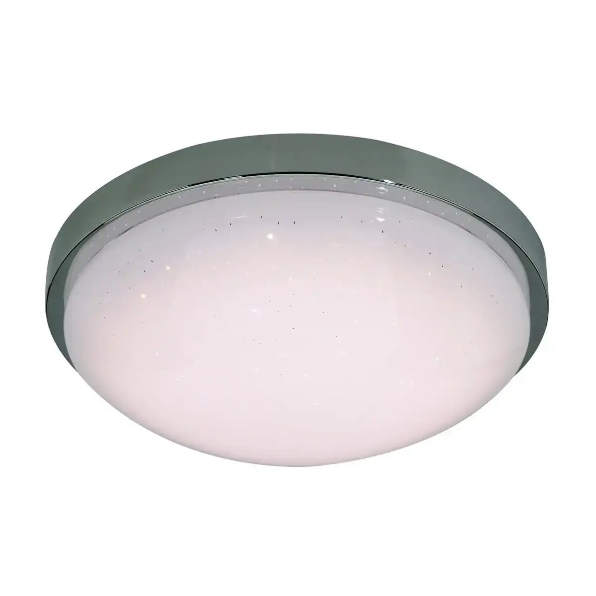 LED Wand u. Deckenleuchte "CATANIA" Ø 29 cm, chromfarbenes Metall, weißer Kunststoff (PMMA), dimmbar, Kristalleffekt, Memoryeffekt, Nachtlicht