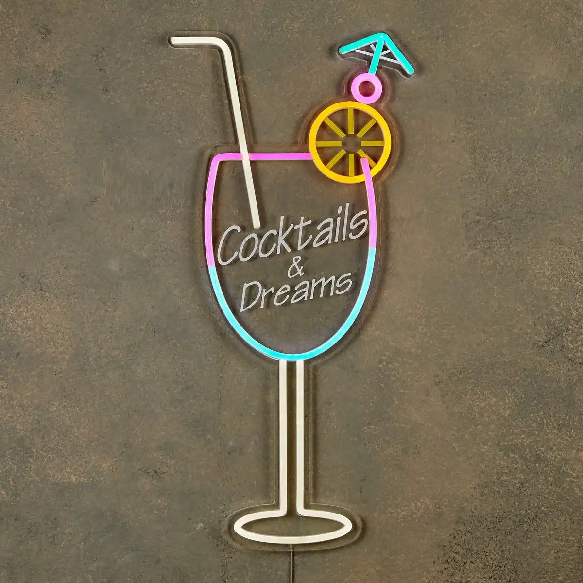 Neonbeleuchtung Cocktail – L28 x B60 cm – Mehrfarbig