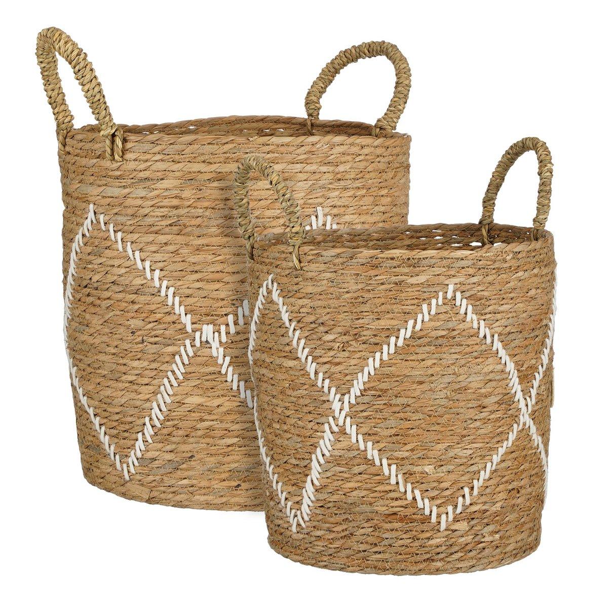 Aufbewahrungskorb – 2er-Set – H49 x Ø38 cm – Seegras – Braun