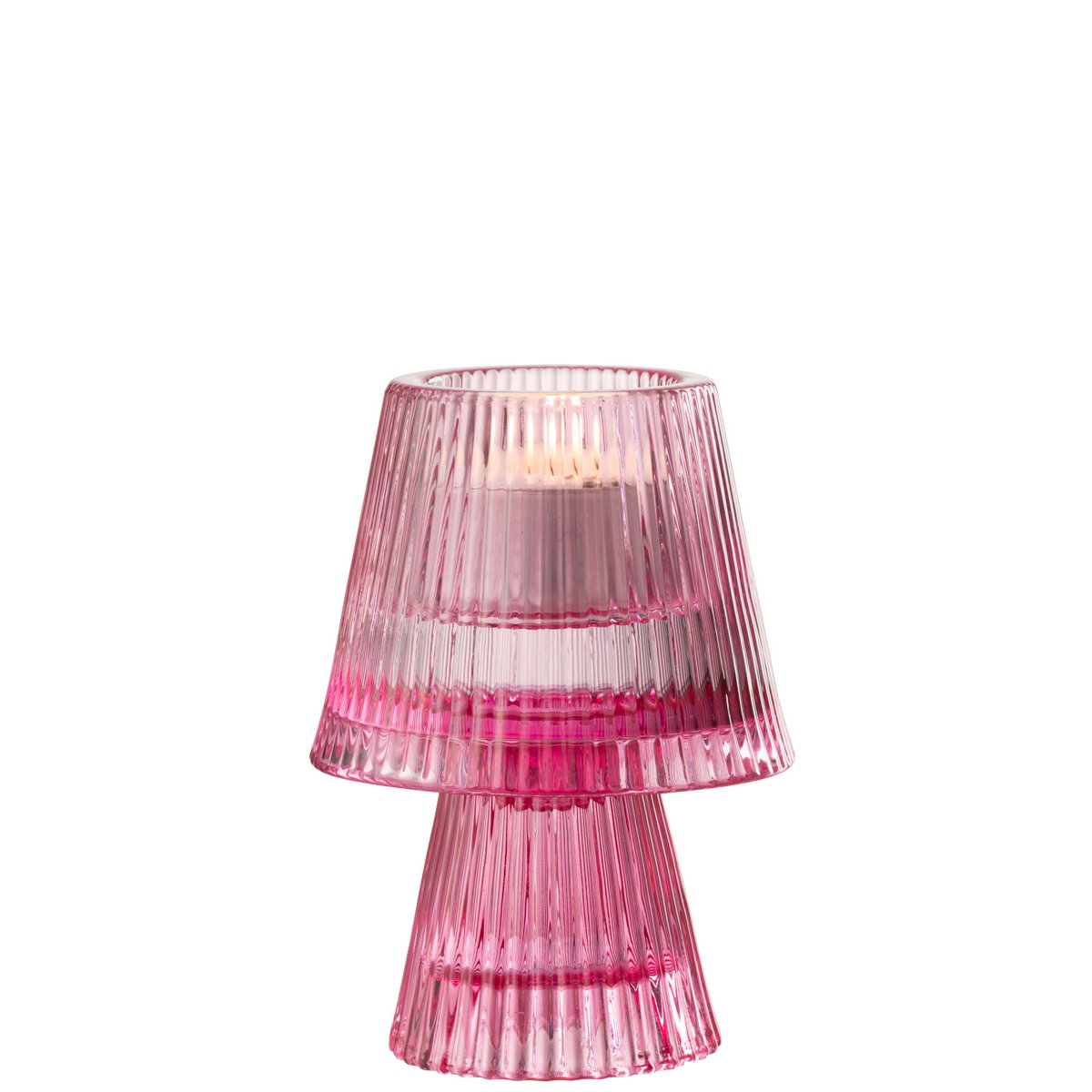 J-Line Teelichthalter Hutglas Fuchsia