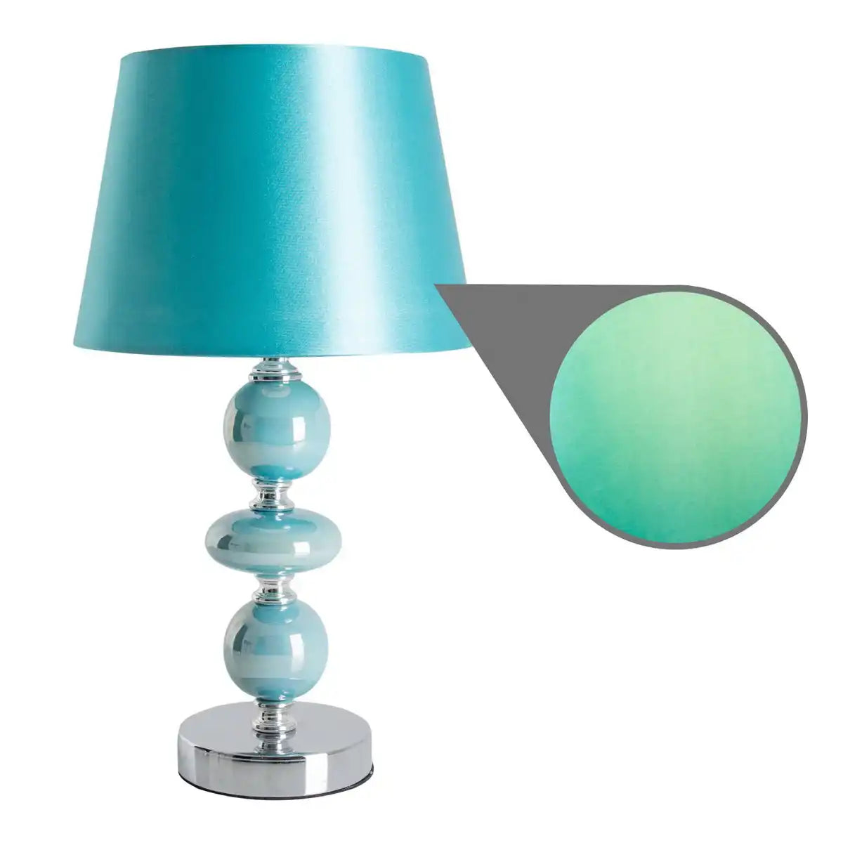 Keramik Tischleuchte "ARAGA" 36 cm hoch, Tischlampe aus Metall, Keramik, mit Textilschirm, türkis, mit E14-Fassung, Beleuchtung für Esszimmer, Wohnzimmer, Diele oder Büro