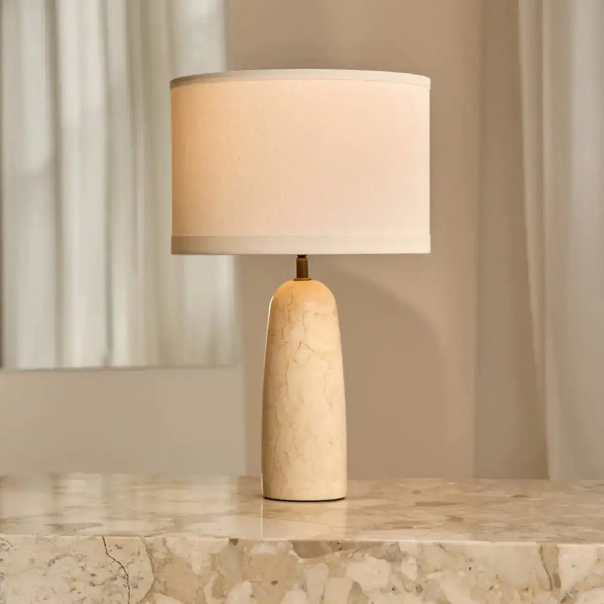 Charlotte Marmorlampe mit Baumwollschirm – Elegante Beleuchtung für Ihr Zuhause