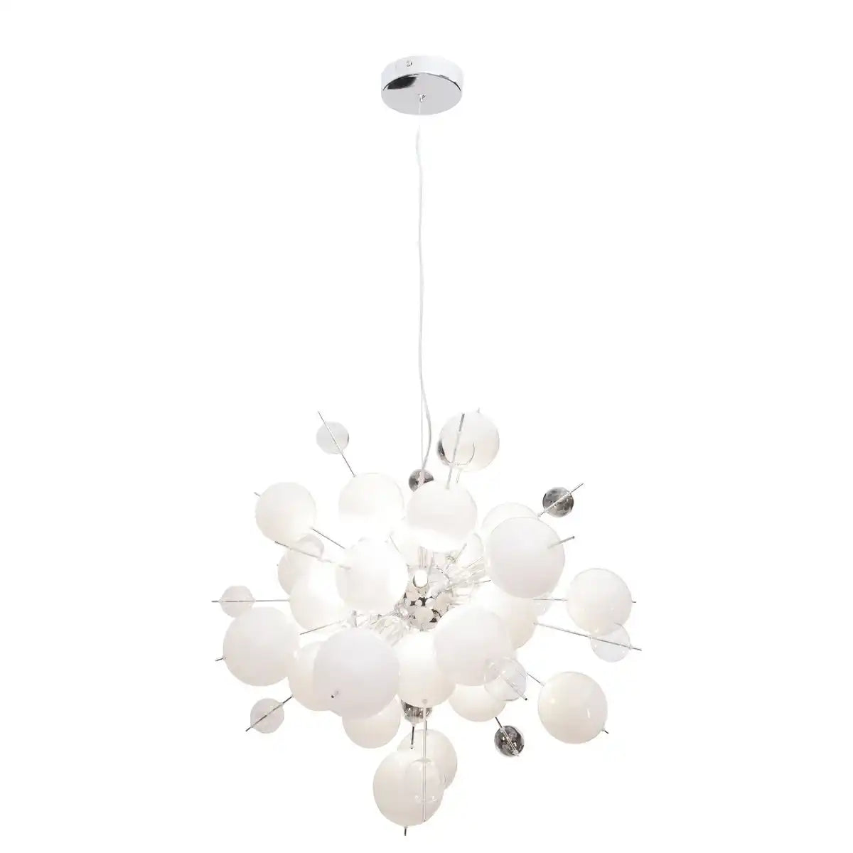 Pendelleuchte "EXPLOSION" weiß aus Metall und Glas, G9 Fassungen, für Esszimmer, Wohnzimmer, Diele oder Büro, Hängelampe Øca 65 cm