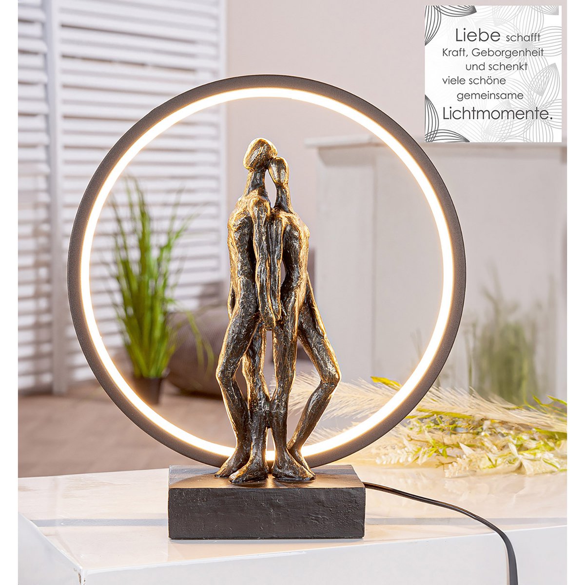 Tischleuchte (LED) rund Herzleuchten, H.33 cm