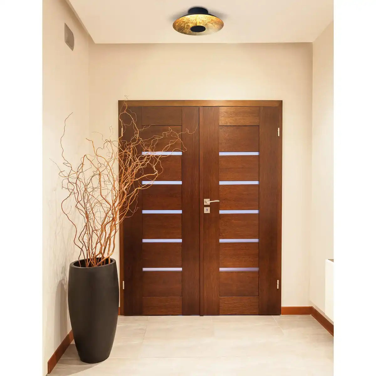 LED Deckenleuchte "FIRENZE" Deckenlampe aus Metall in Schwarz, und Gold, LED fest verbaut, Beleuchtung für Wohnzimmer, Büro oder den Eingangsberiech 30 cm Durchmesser