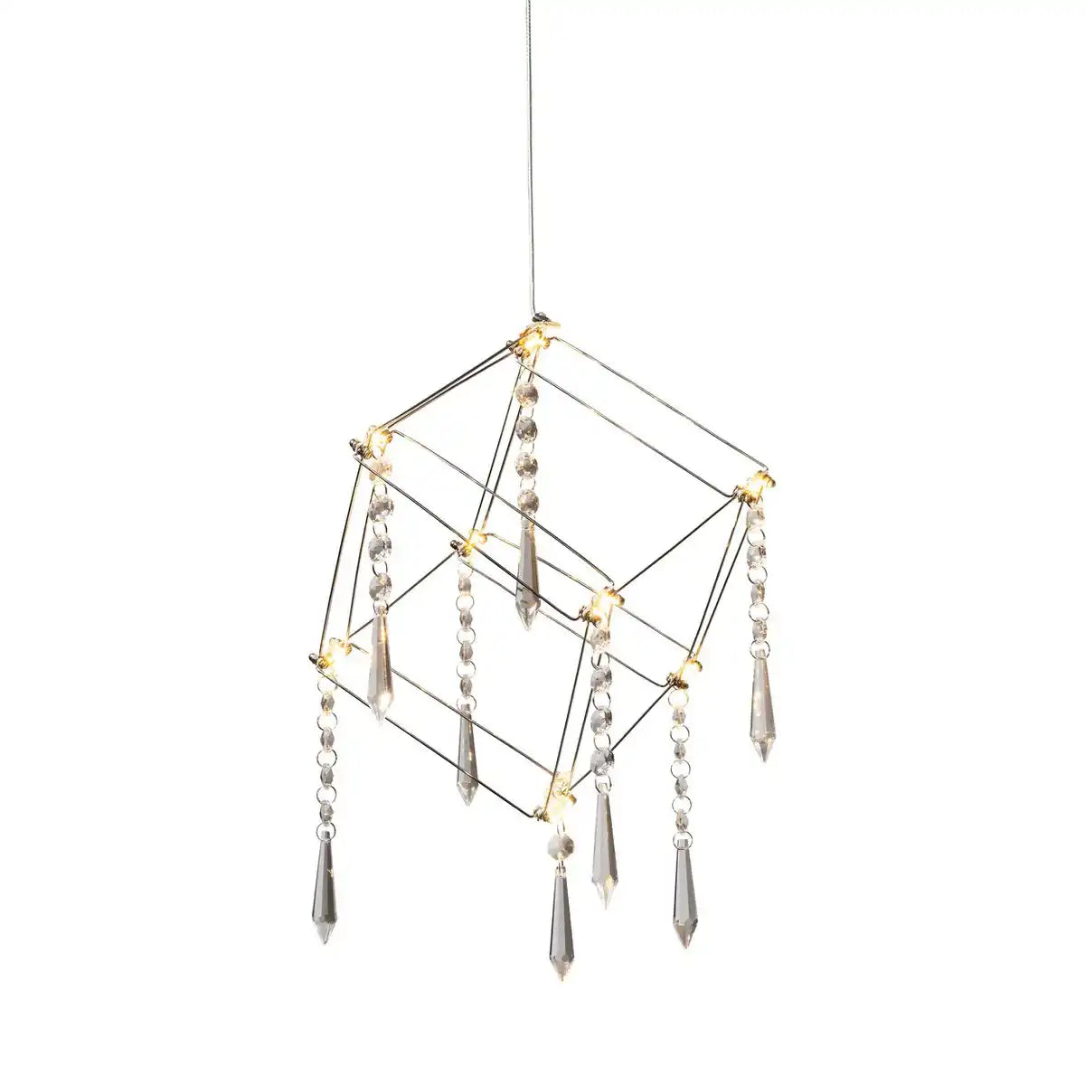 LED Pendelleuchte "ARANEUS" Metall und Kunststoff in chrom, mit fest verbauten LEDs, Seitenlänge Würfel ca. 15 cm, Beleuchtung für Wohnzimmer, Esszimmer oder Büro