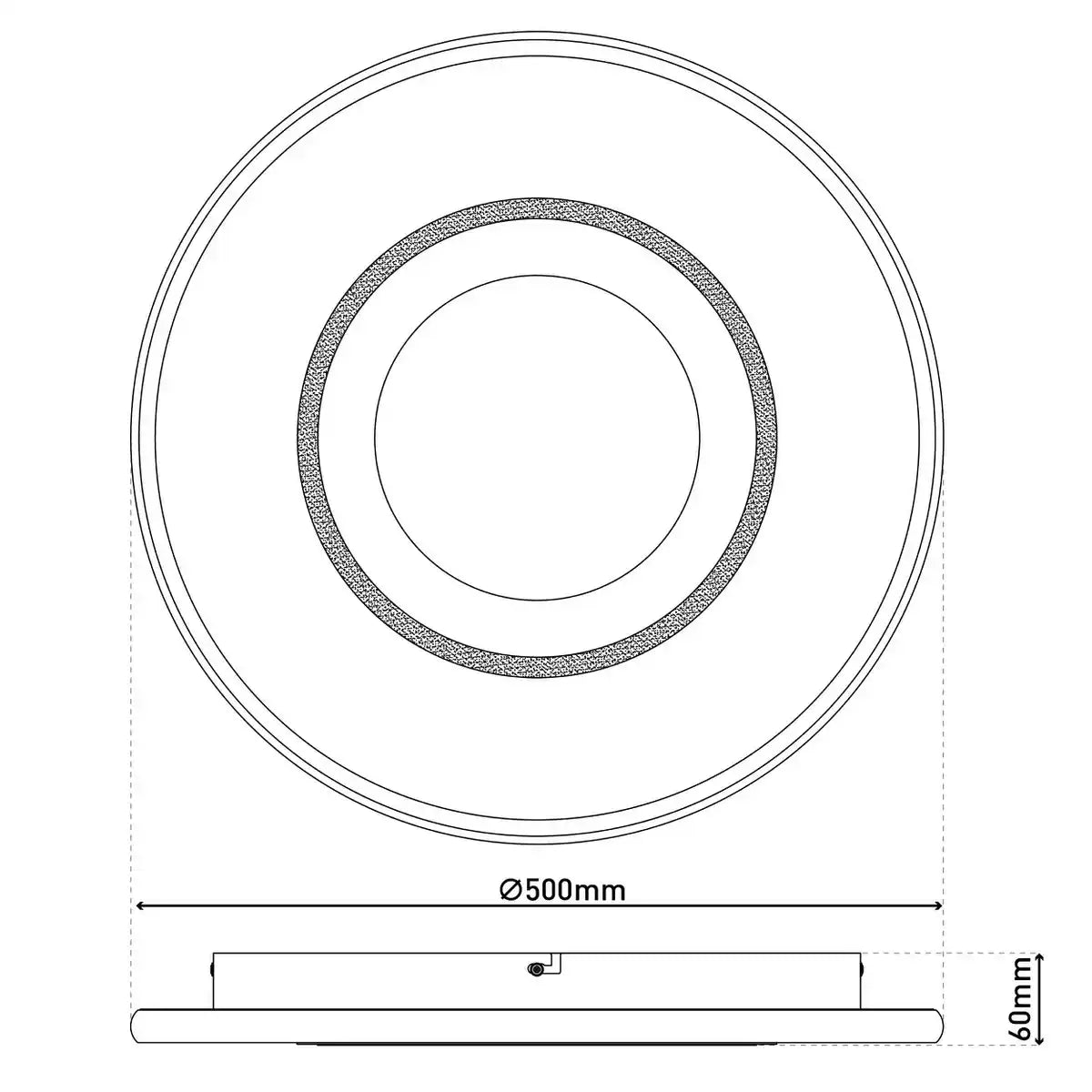 LED Deckenleuchte CCT / RGB mit Mondstruktur, Ø 50 cm, viele Funktionen, aus Metall und Kunststoff, inkl. Fernbedienung