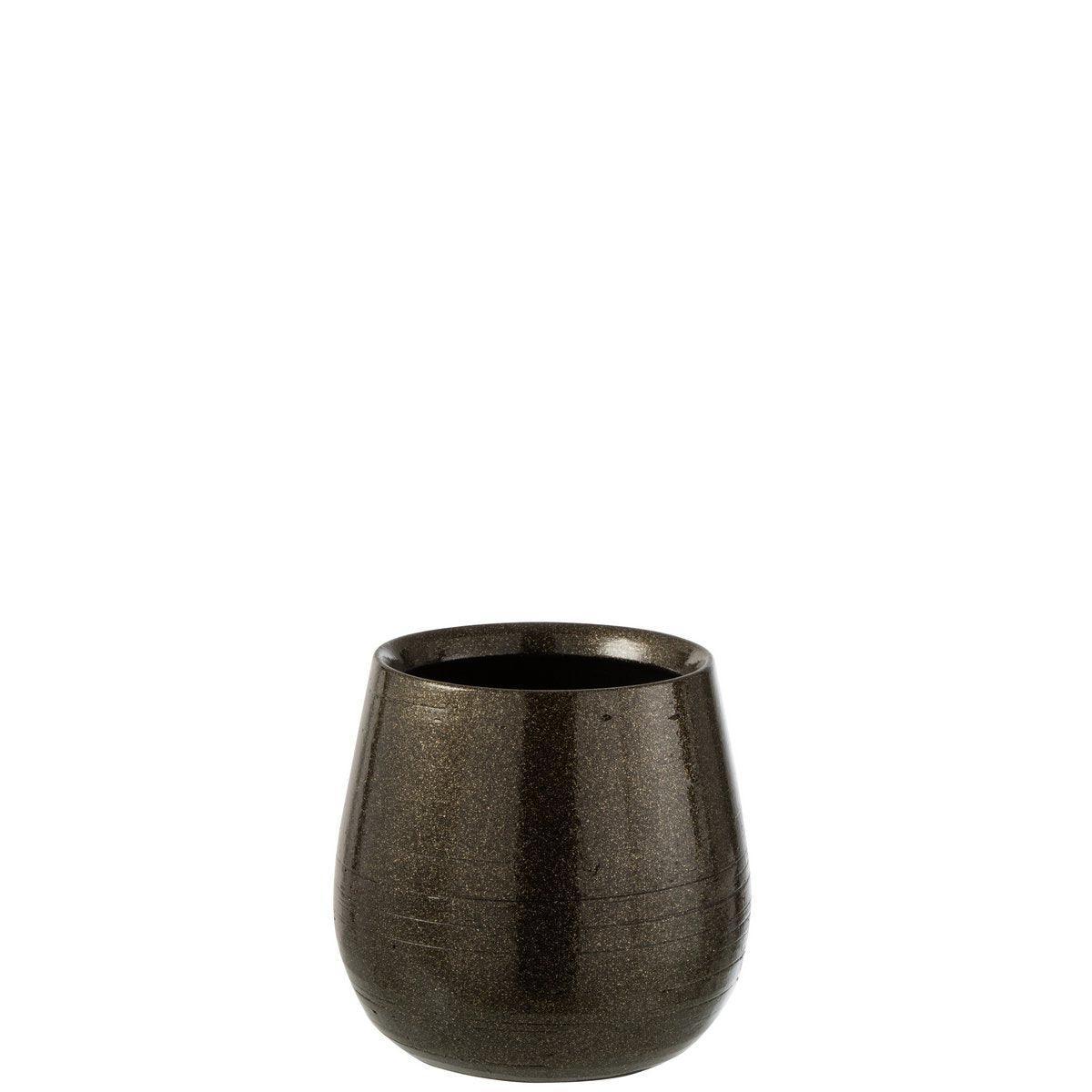 J-Line Blumentopf Shiny - Keramik - Grün/Gold - Mittel - Ø 20,00 cm