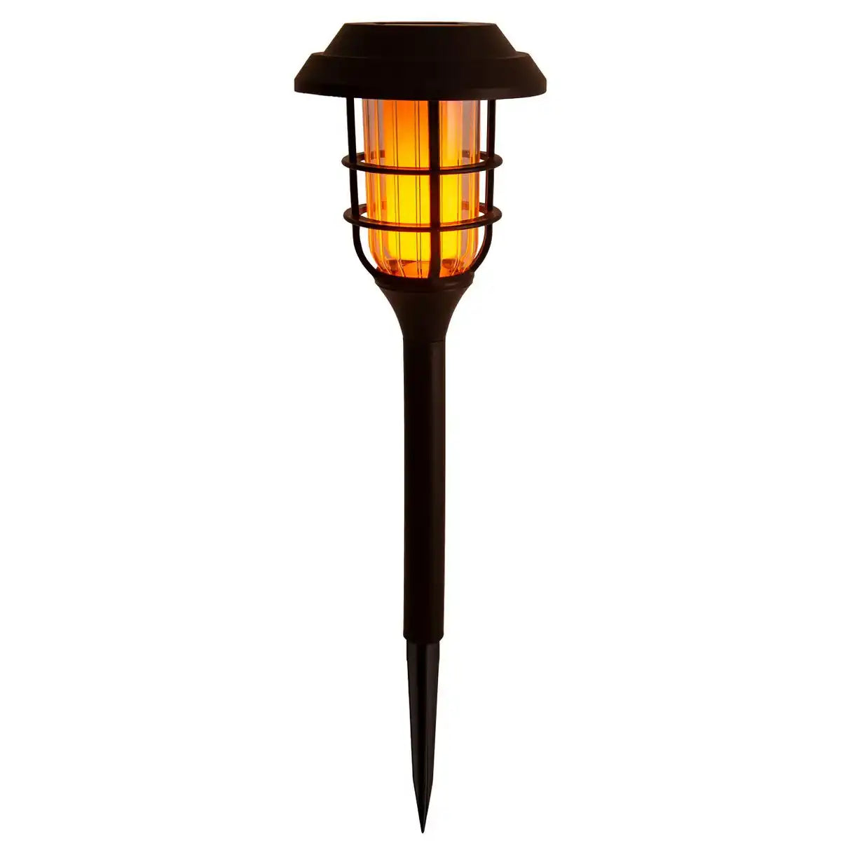 3er-Set LED-Outdoor-Erdspieß 34 cm hoch, Erdspieß aus schwarzem Kunststoff mit integrierter LED, Solarleuchte für Außen