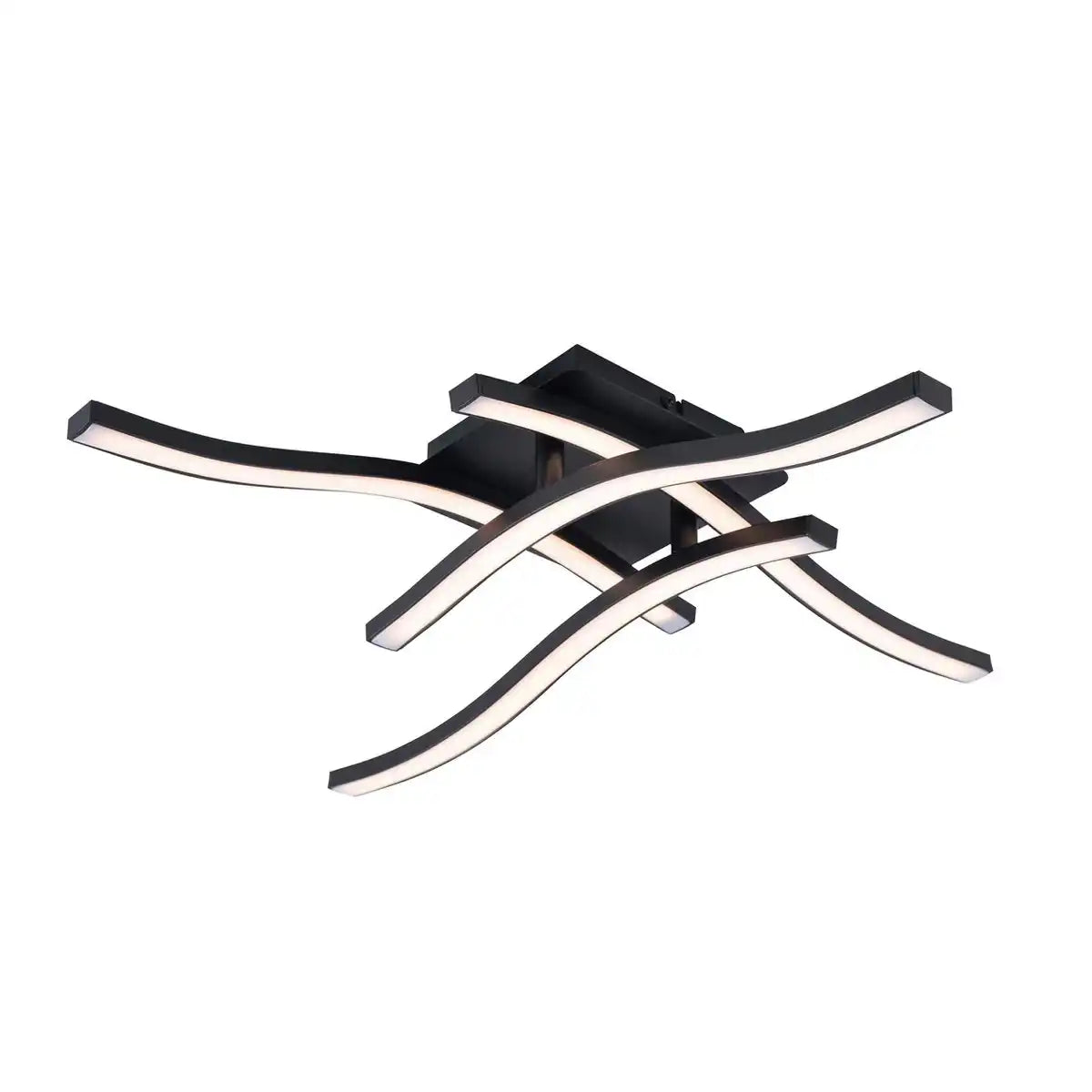 LED Deckenleuchte "ONDA" s: 45cm, Deckenlampe aus Metall und Kunststoff in Schwarz, LED festverbaut, Beleuchtung für Wohnzimmer, Esszimmer oder Büro 45 x 45 cm