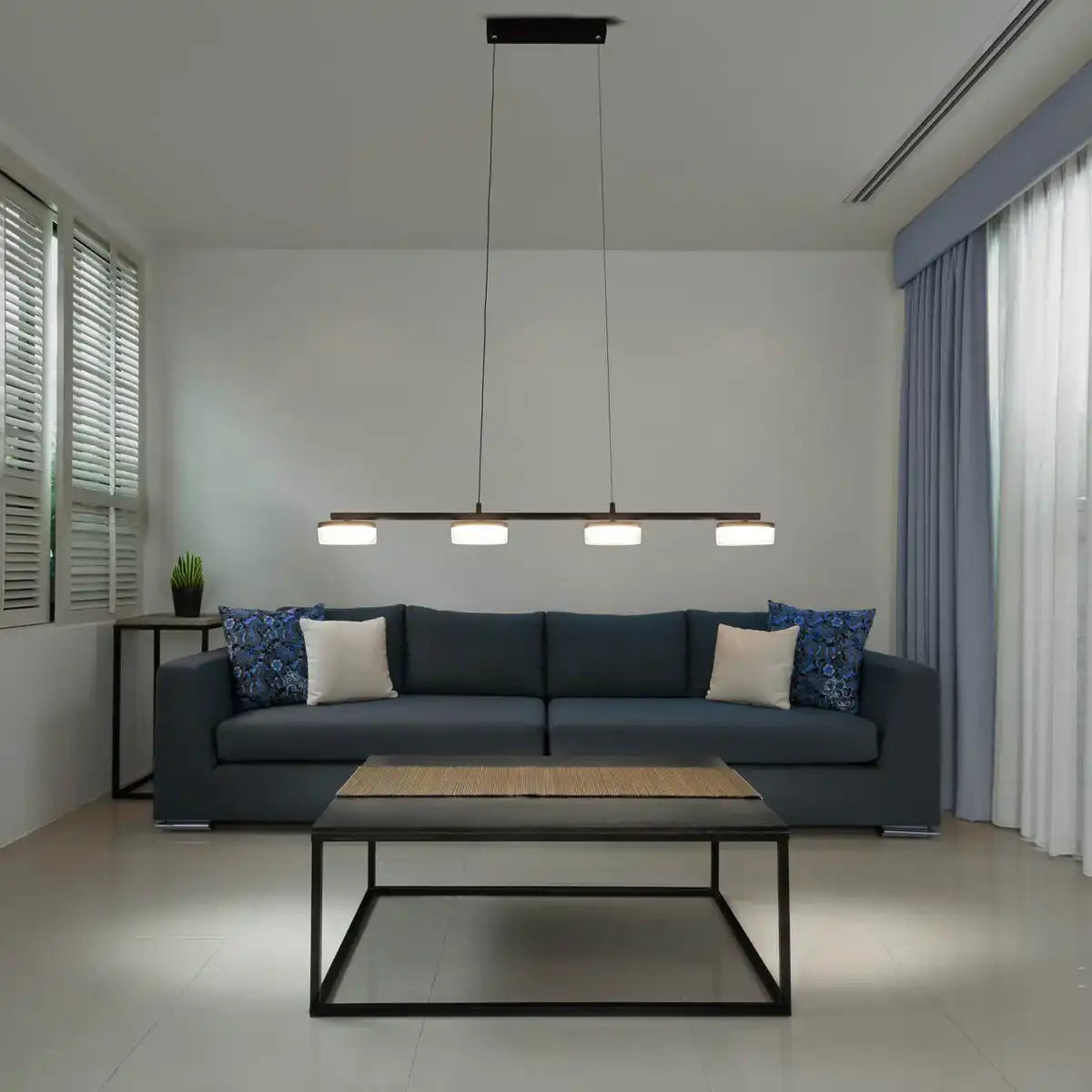 LED Pendelleuchte "CIMO" aus Metall und Kunststoff in Schwarz, mit integrierter LED, Länge 96 cm