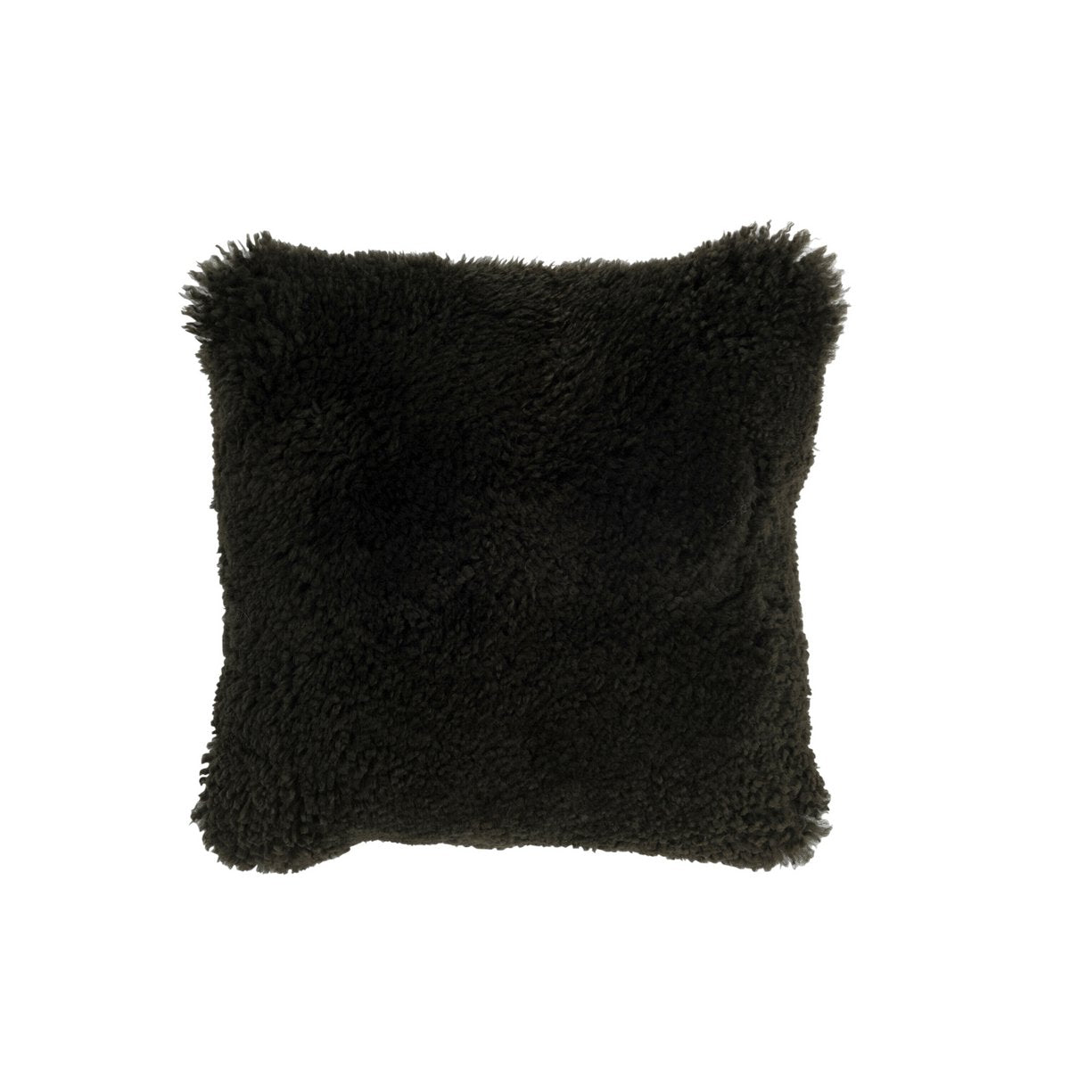 J-Line Kissen Square Sheepskin – Polyester – dunkelgrün