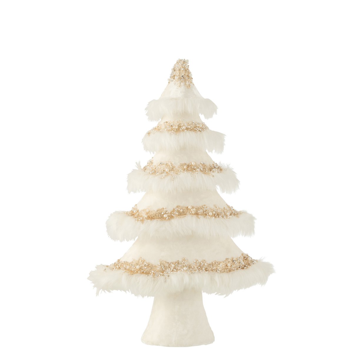 J-Line Weihnachtsbaum – Kunststoff/Samt – Ecru