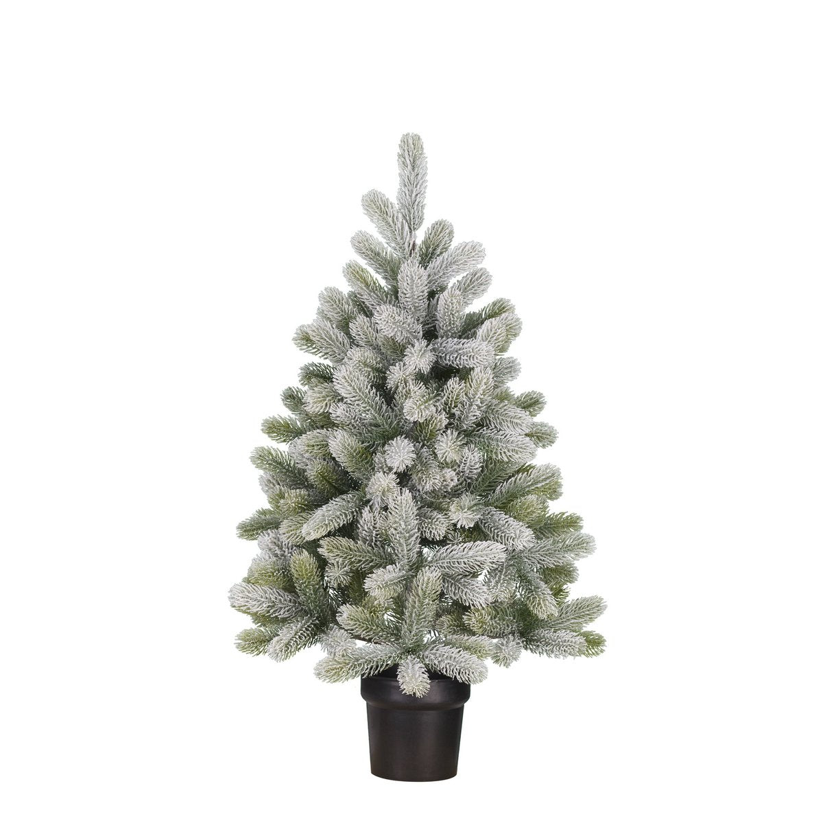 Künstlicher Weihnachtsbaum im Topf – H90 x Ø55 cm – Grün gefrostet