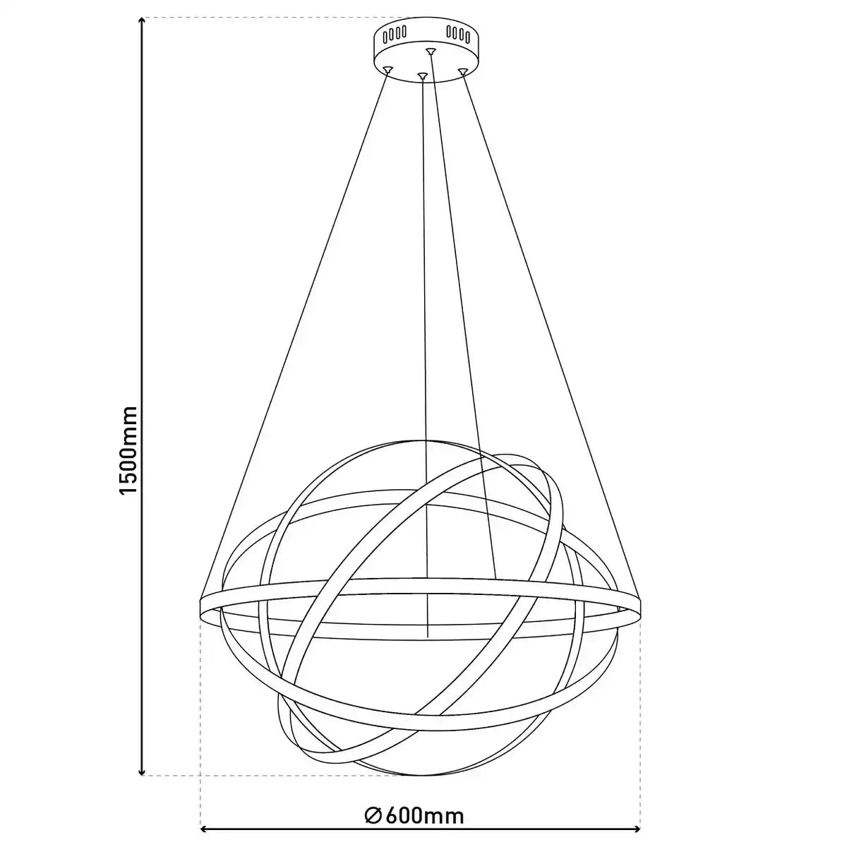 LED Pendelleuchte "COSMOS" Metall und Kunststoff in chrom, Ø60 cm, mit fest verbauten LEDs, Beleuchtung für Wohnzimmer, Esszimmer oder Büro.