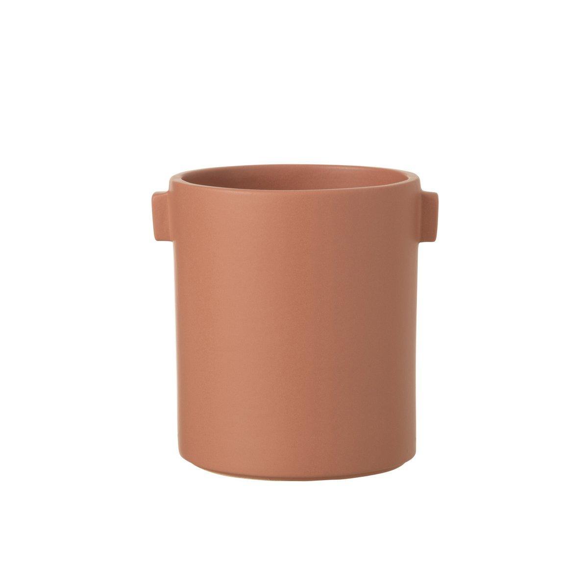 J-Line Blumentopf Griff Steinzeug – Keramik – Pfirsich – Ø 14,00 cm