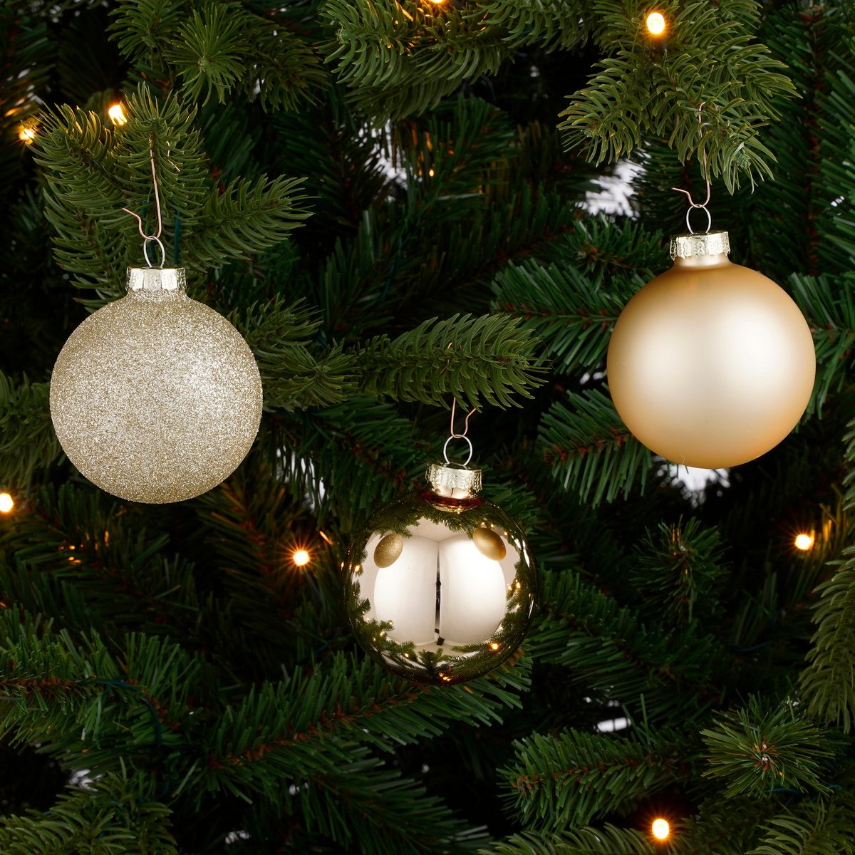 Weihnachtskugeln Set - 26 Stück - Ø7 cm - Glas - Champagner