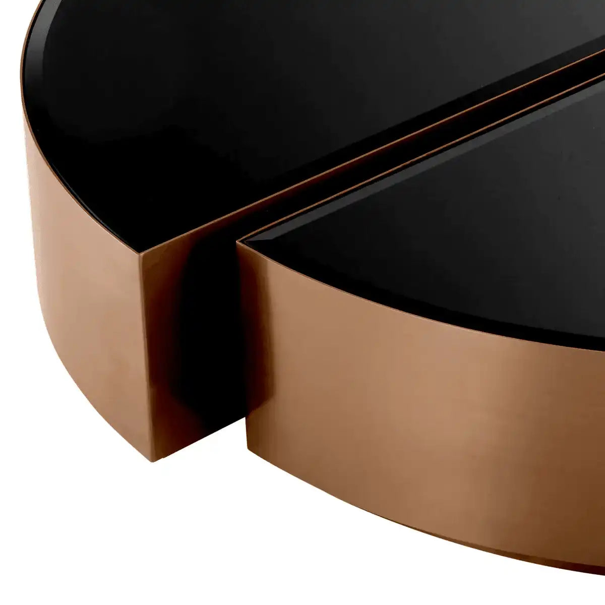 2er Set Astra Couchtisch Handarbeit Gebürstetes Schwarz Gold rund - HomeDesign Knaus