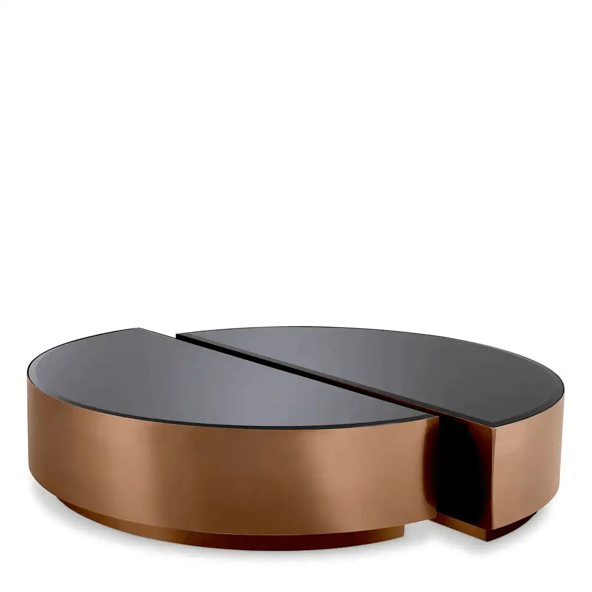 2er Set Astra Couchtisch Handarbeit Gebürstetes Schwarz Gold rund - HomeDesign Knaus