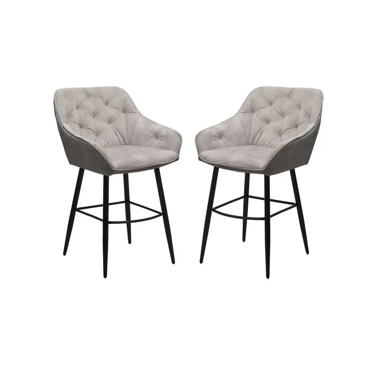 2er Set Barstuhl Liverpool mit Samtbezug & Metallgestell – schwarz - HomeDesign Knaus