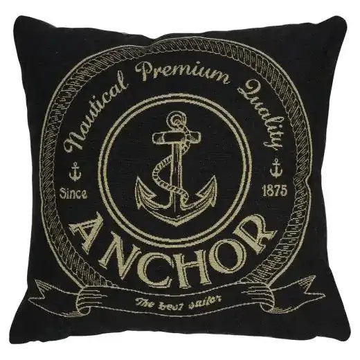 2er Set Baumwolle Gobelin Kissen Gobelin marine anchor 45x45cm - HomeDesign Knaus