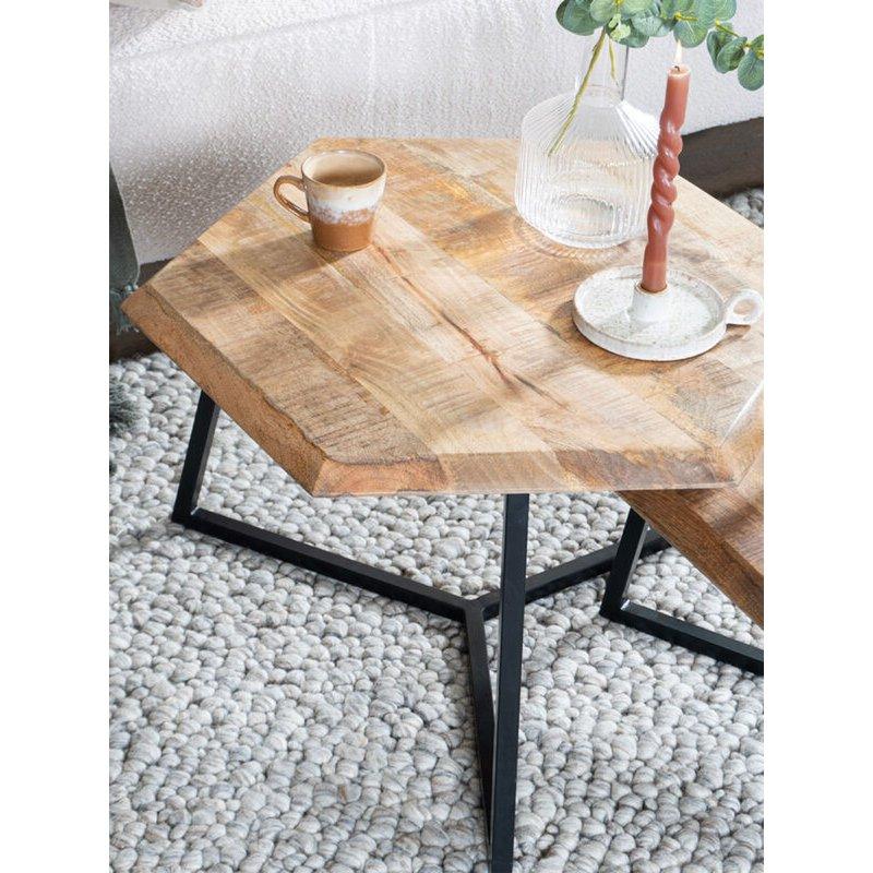 2er-Set Couchtisch Kiara Achteckige Tische Mangoholz Holztisch - HomeDesign Knaus