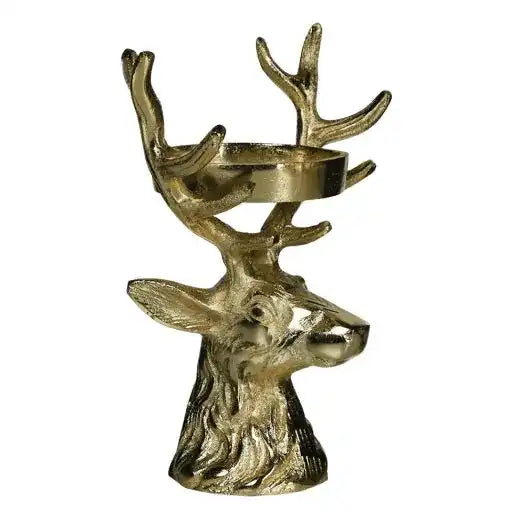 2er Set Kerzenständer Hirsch Champagner gold - HomeDesign Knaus