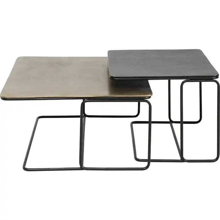 2er Set Metall Couchtisch Diego Bronze Messing beschichtung - HomeDesign Knaus