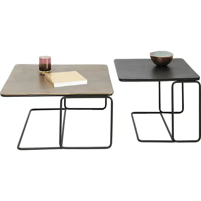 2er Set Metall Couchtisch Diego Bronze Messing beschichtung - HomeDesign Knaus