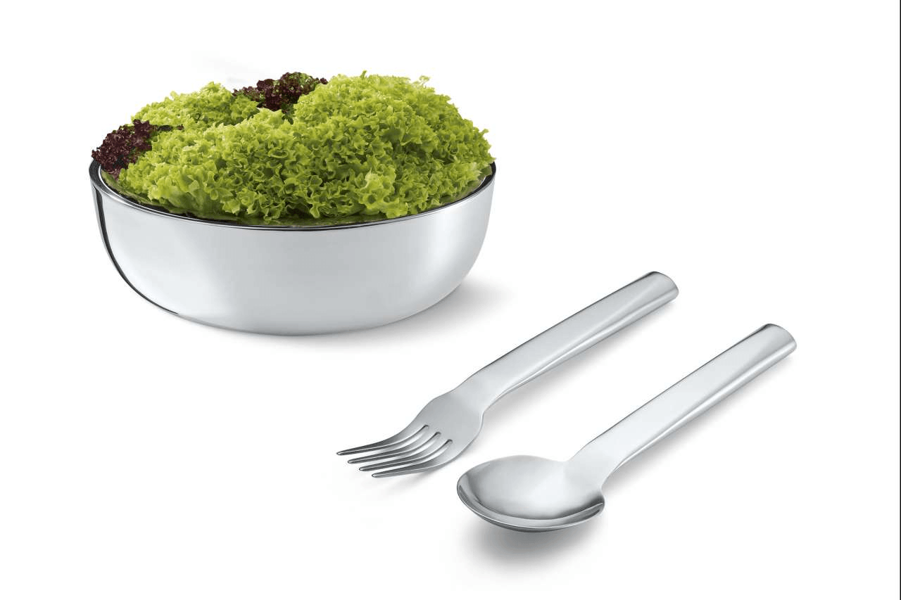 2er-Set LOLLO Salatbesteck gebürstetem Edelstahl Poliert Geschenkbox - HomeDesign Knaus