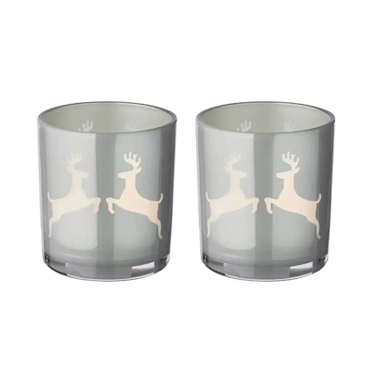 2er-Set Teelichtglas Loki (Höhe 8 cm) in Grau - HomeDesign Knaus