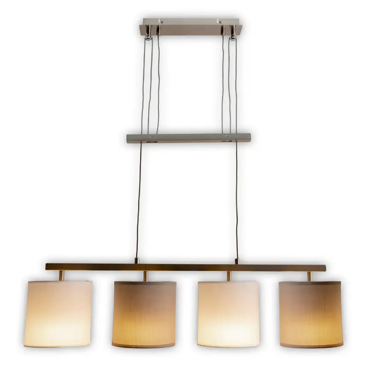 4er Pendelleuchte "TILDE", klassische Pendellampe aus Metall und Textil in Grau und Weiß, mit E27-Fassung, höhenverstellbar, 86 cm lang, ideal als Esszimmerleuchte