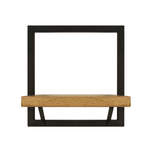 HSM Collection-Wandregal-Ebenen -32x22x32-Natur/Schwarz-Mango/Metall