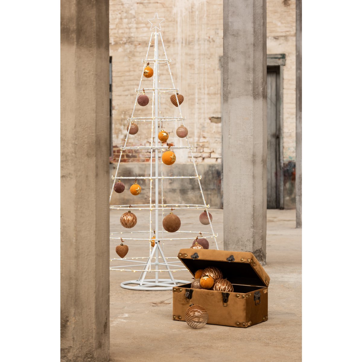 J-Line Weihnachtskugel Perlen – Glas – mattgrau – groß – 4er-Box