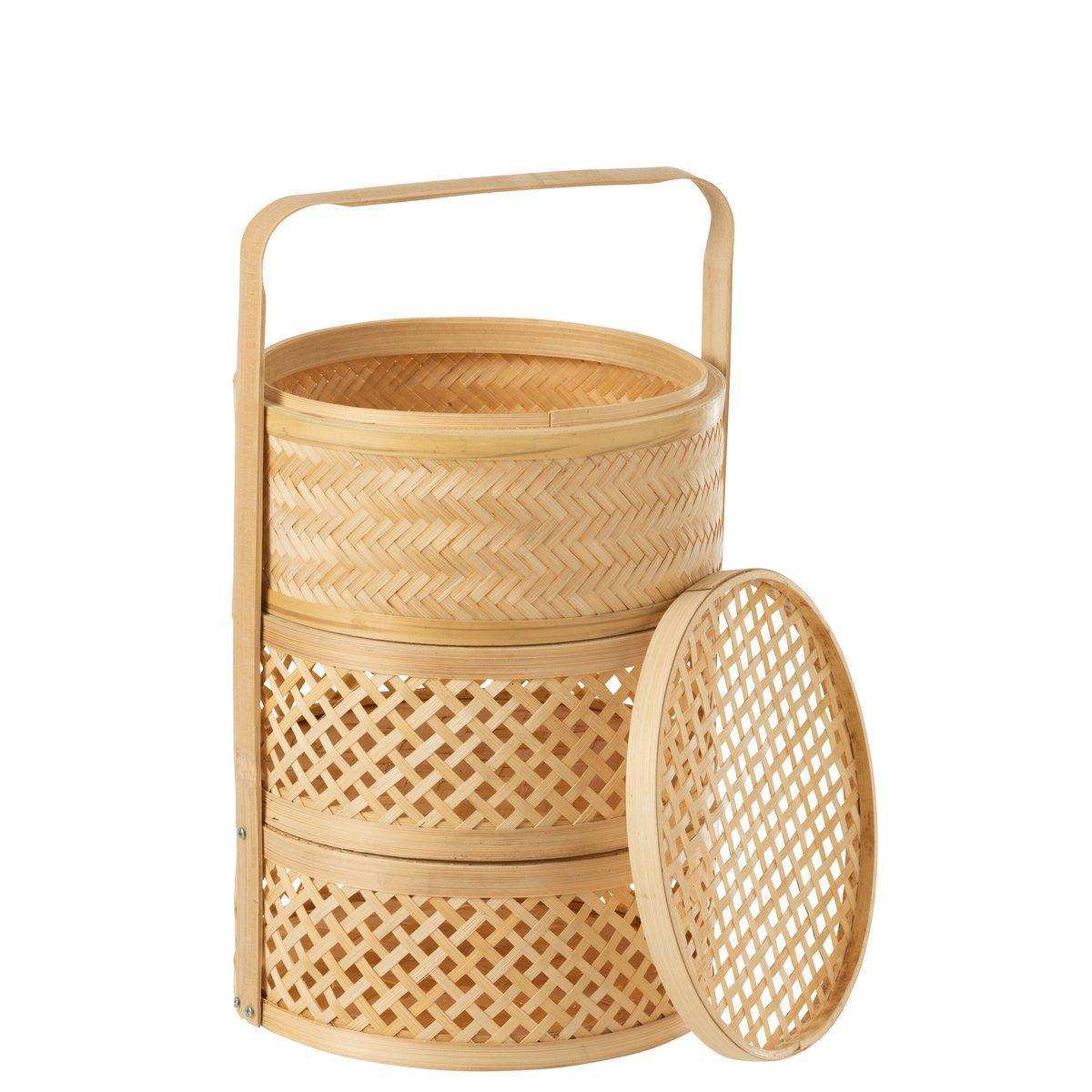 3 Aufbewahrungskorb mit Fächer Bambus Natur - HomeDesign Knaus