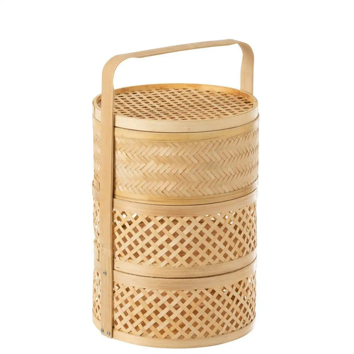 3 Aufbewahrungskorb mit Fächer Bambus Natur - HomeDesign Knaus