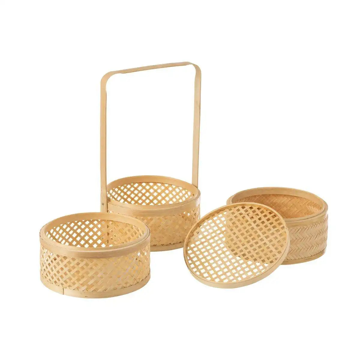 3 Aufbewahrungskorb mit Fächer Bambus Natur - HomeDesign Knaus
