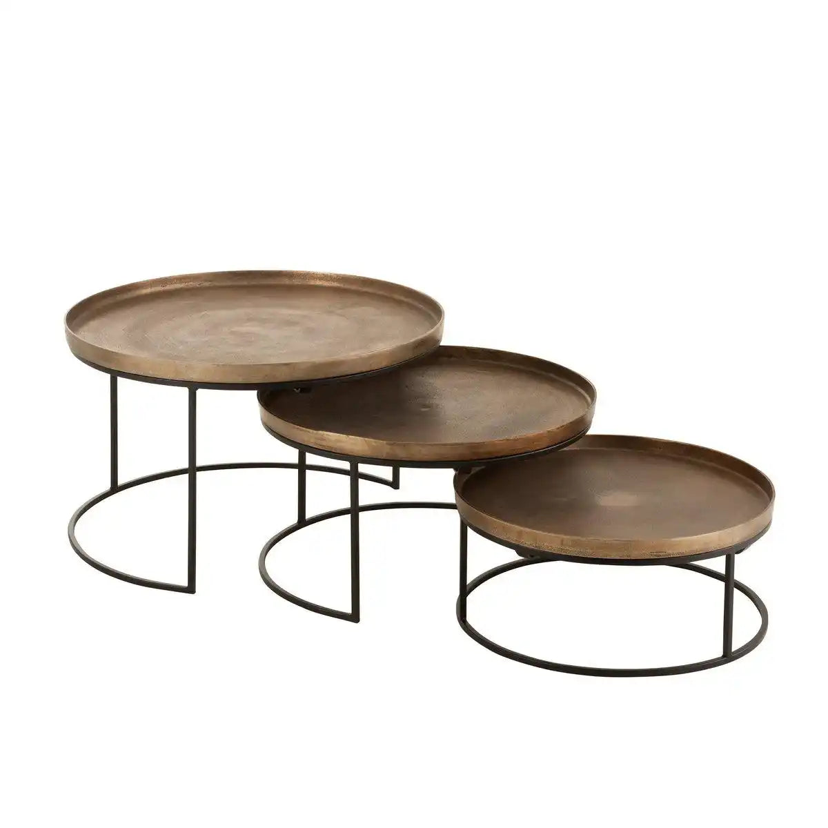 3 er Set Beistelltisch Rund Couchtisch Aluminium – Rost - HomeDesign Knaus