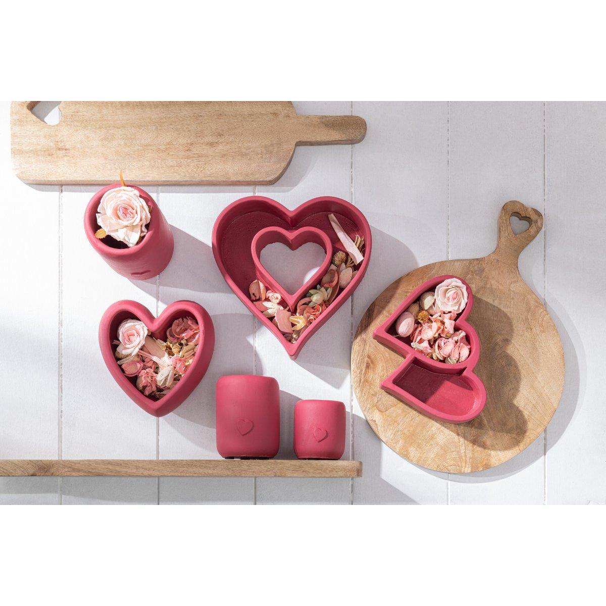 J-Line Blumentopf Heart High – Zement – Rot – klein