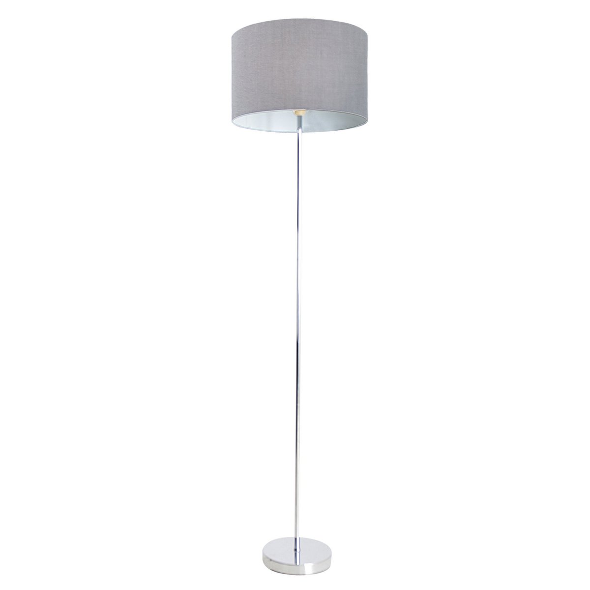 Stehleuchte "NEW YORK", klassische Stehlampe aus Metall mit Textilschirm in Grau, mit E27-Fassung, 160 cm hoch, perfekt für Wohnzimmer, Esszimmer, Diele und Büro