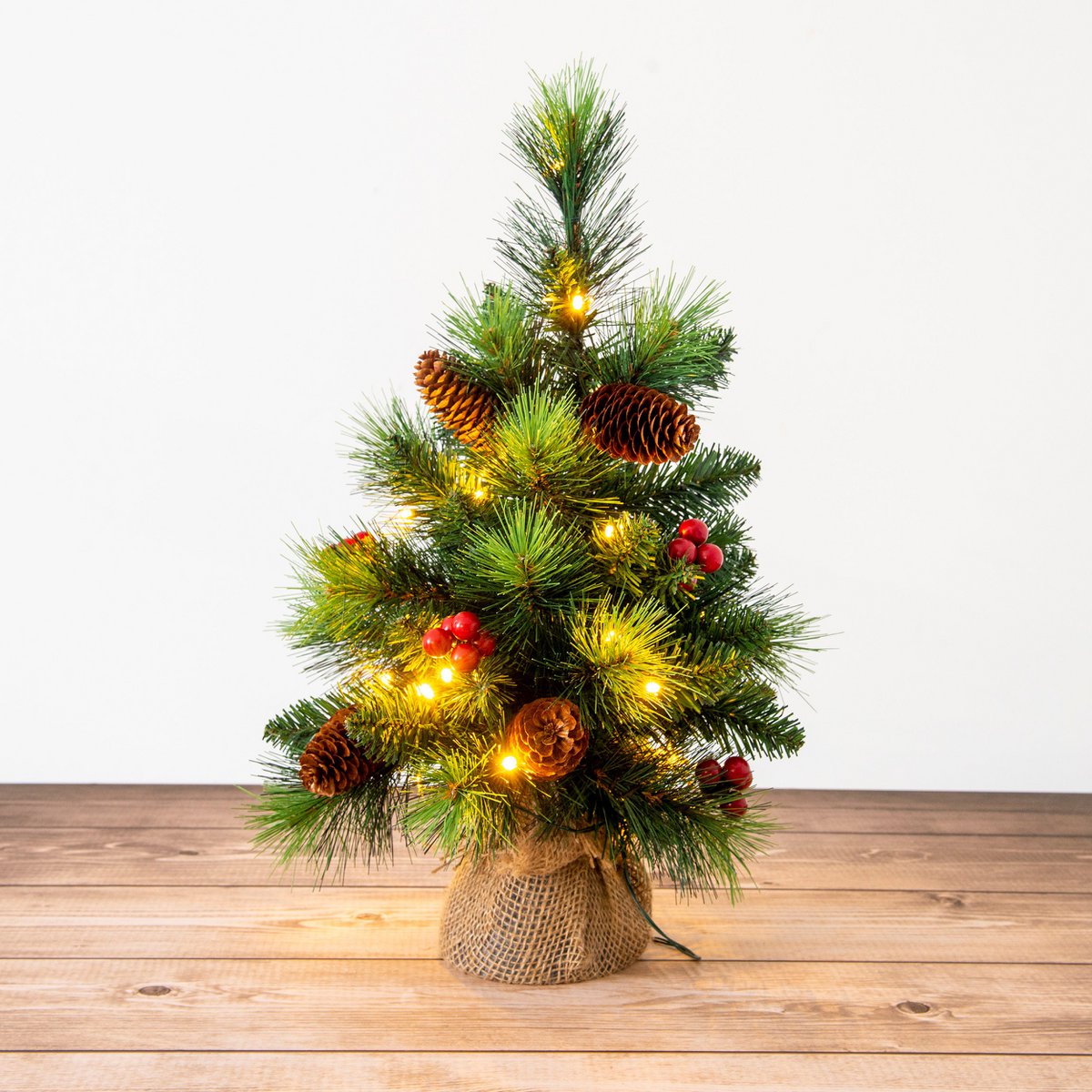 LED-Weihnachtsbaum mit Beeren und Tannenzapfen - h: 45cm
