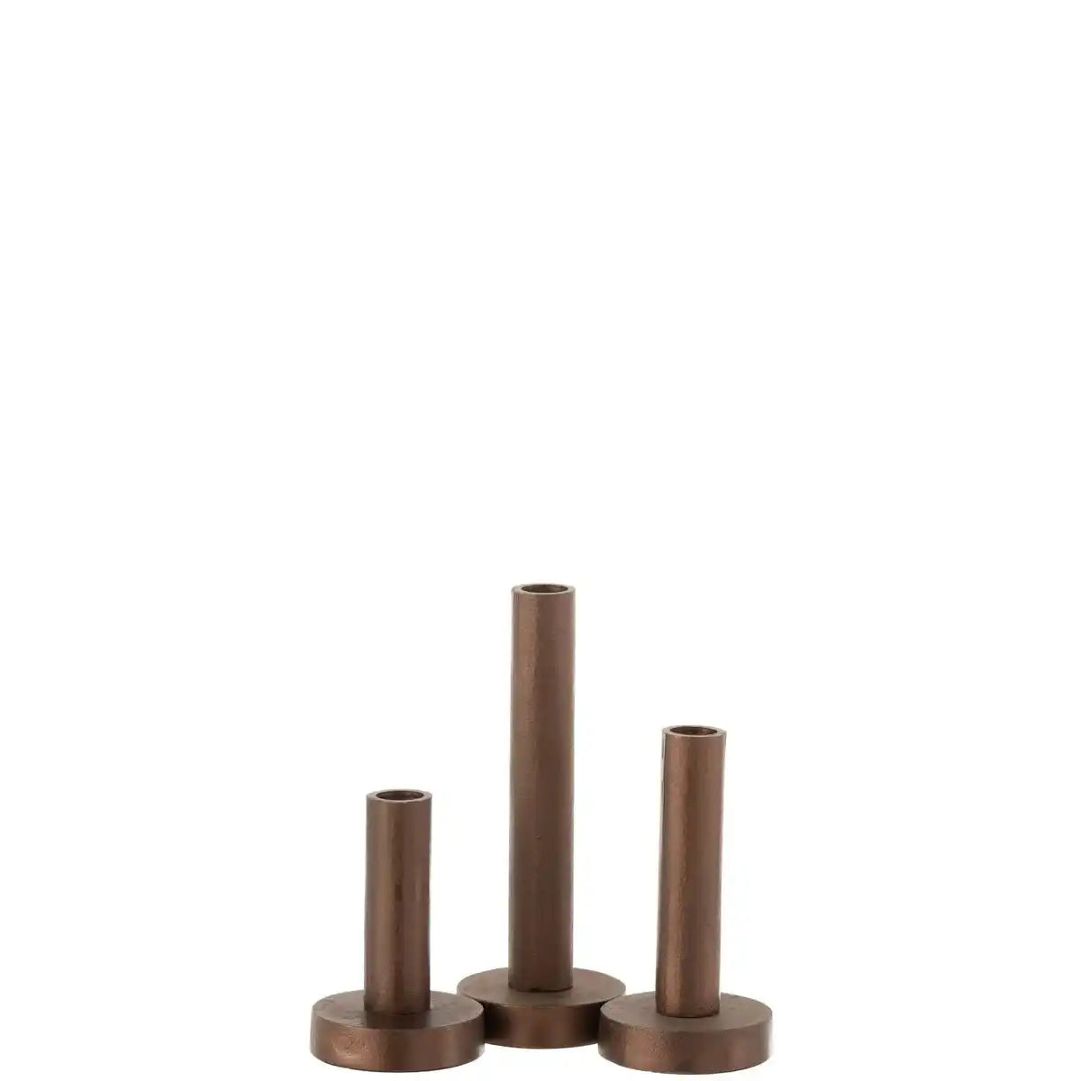 J-Line Kerzenständer Low Modern - Metall - Dunkelbraun - 3 Stück