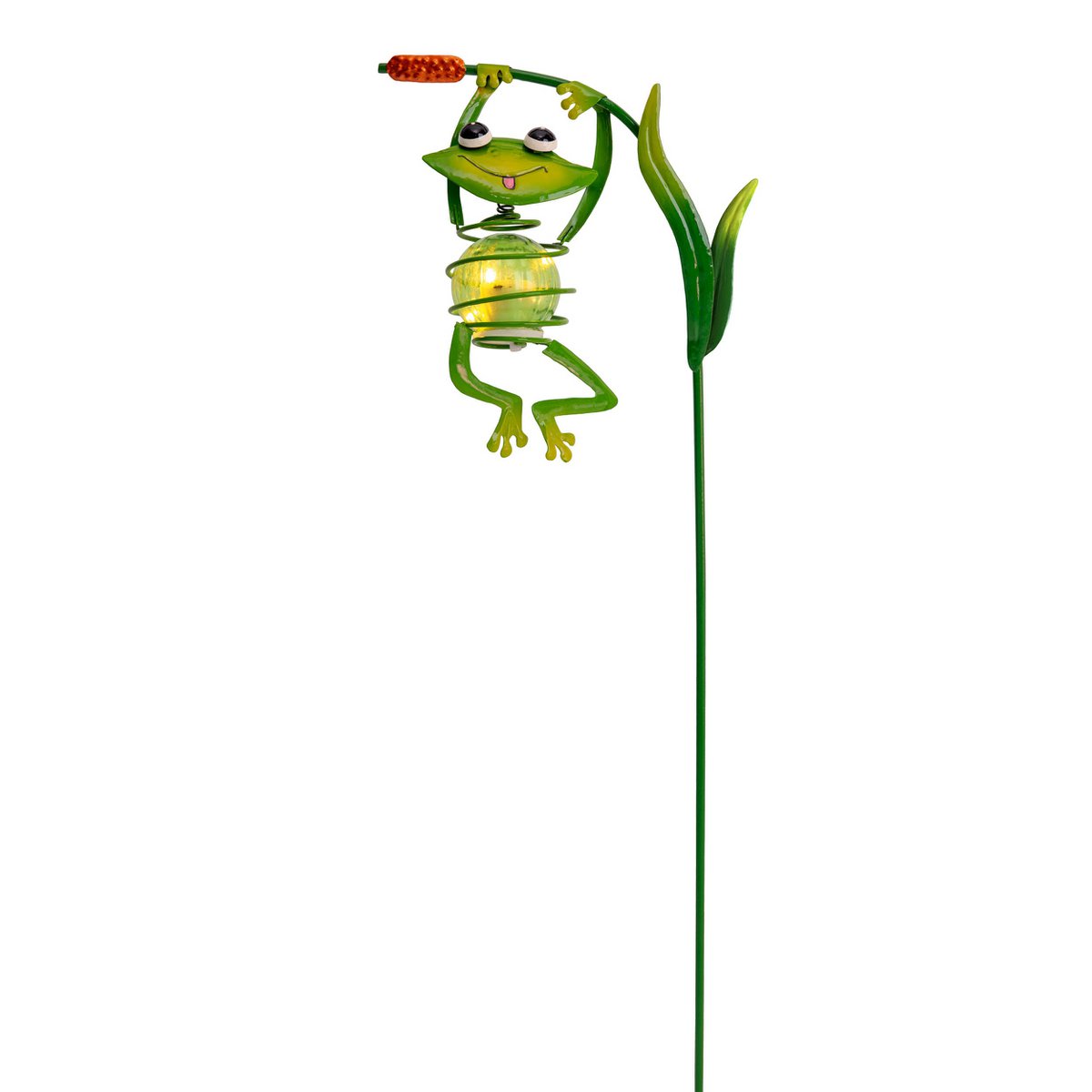 2er Set Solar-Deko-Hängeleuchte "FROSCH" ca. 20 und 66 cm hoch, aus bemaltem . Dämmerungssensor;