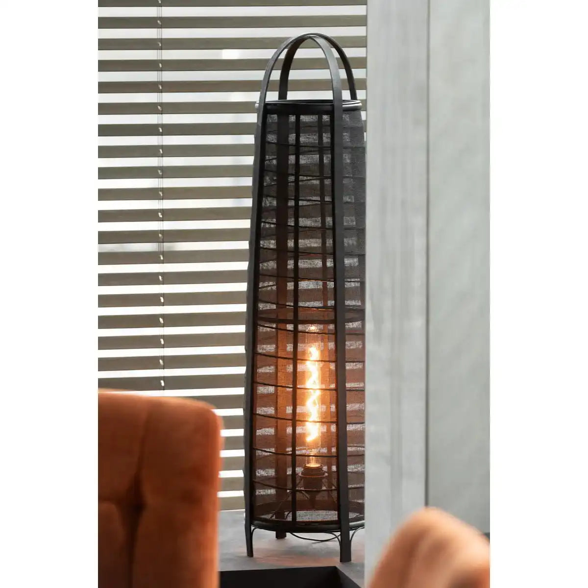 J-Line Lampe Don Baumwolle Bambus Schwarz
