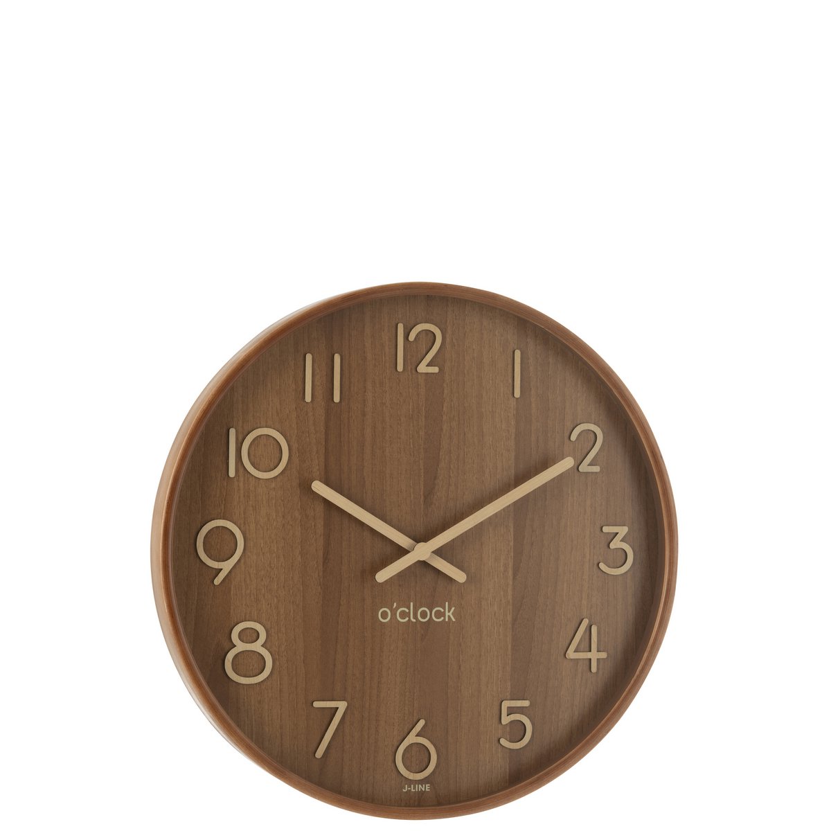 J-Line Wanduhr Sperrholz/MDF Natur Dunkel Groß
