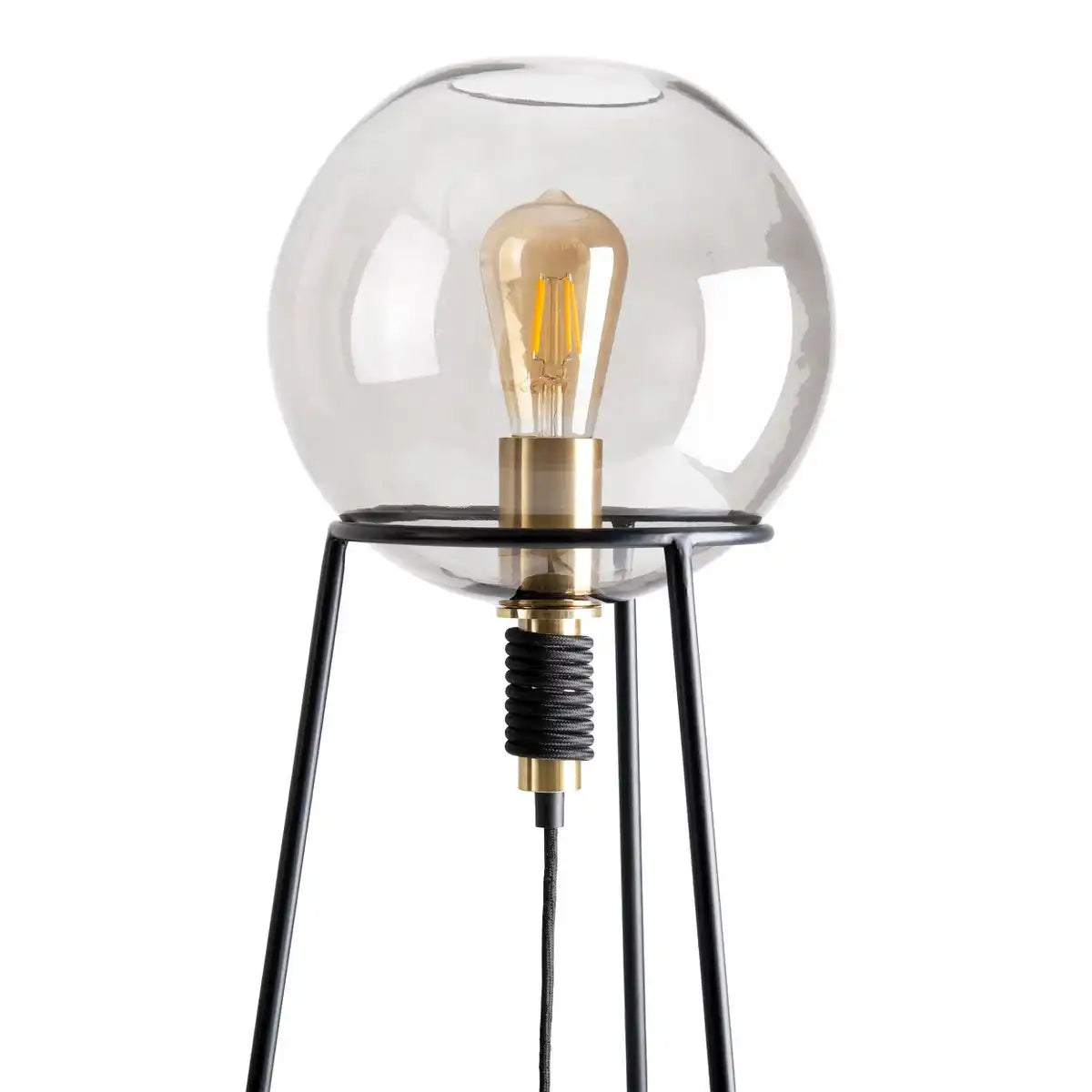 Tischleuchte "STELO" , moderne Tischlampe aus schwarzem Metall und Rauchglas, E27-Fassung, 71 cm hoch, für Esszimmer, Wohnzimmer, Diele oder Büro,