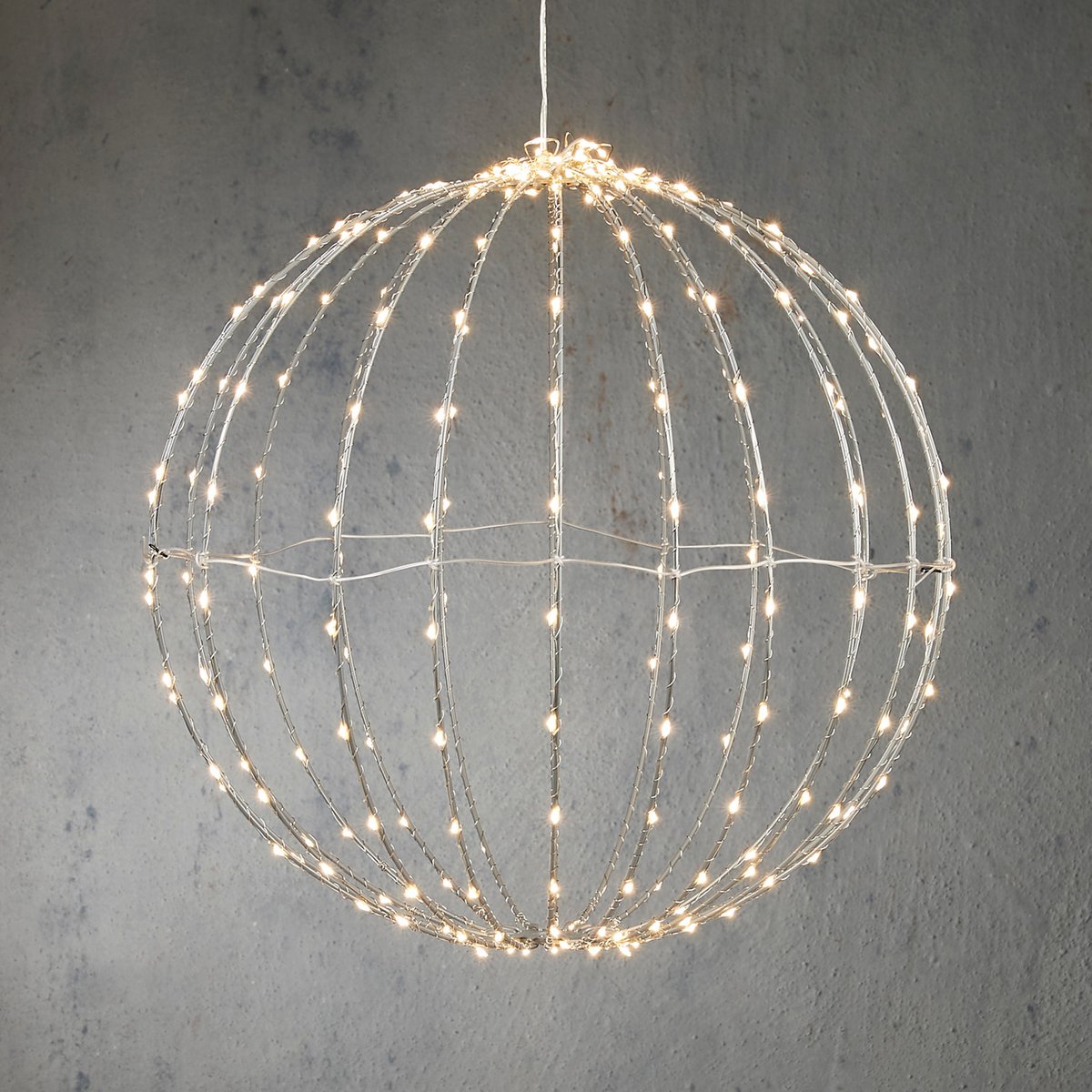 Weihnachtsbeleuchtungskugel mit klassischen weißen LED-Lichtern - Ø40 cm - Silber