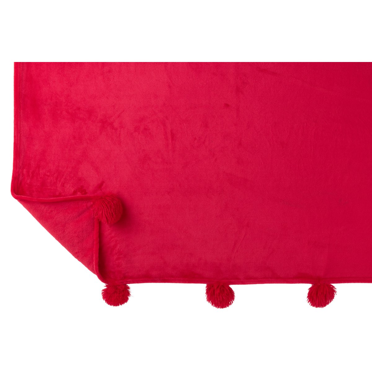 J-Line Plaid Pompom – Polyester – Fuchsia – 170 x 130 cm